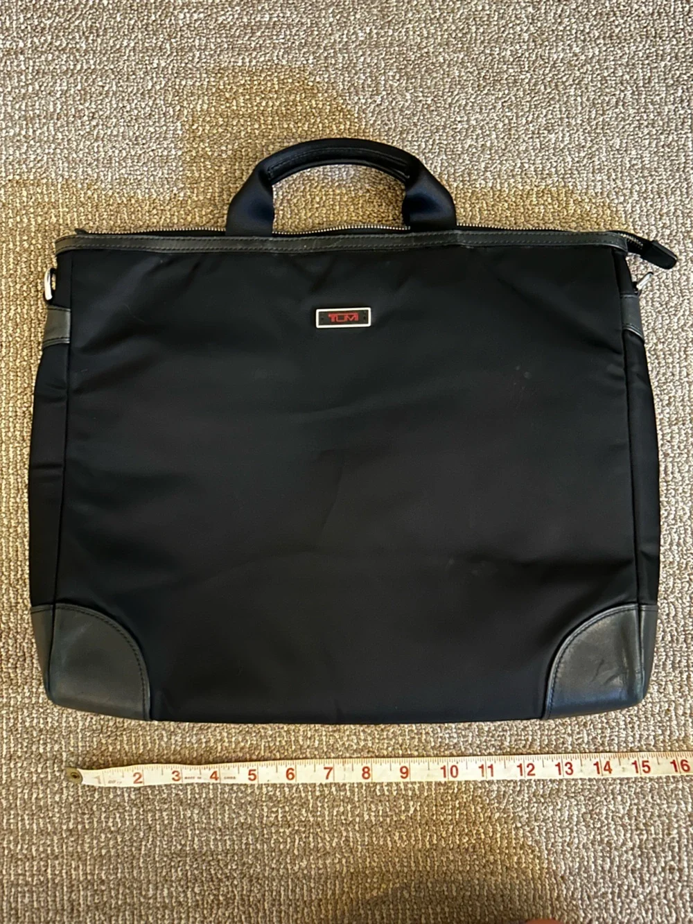 Tumi T-Pass Voyager Black Nylon Laptop Briefcase with Leather Accents As Is